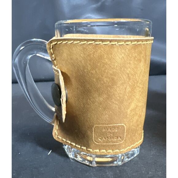 Leather Wrapped Mug Souvenir Shot Glasses - Toothpick Holder - Canada Set Of 4 - Picture 3 of 12